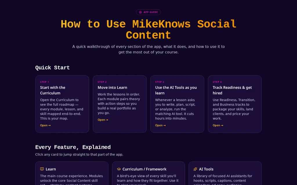 Built-in app guide & AI tools