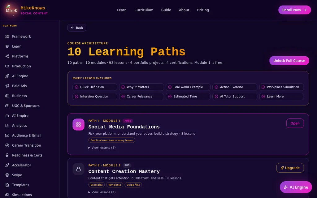 10 Learning Paths · 93 Lessons